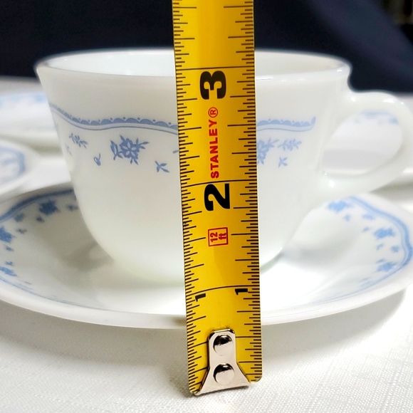 4 Sets Pyrex Corelle Cups & Saucers  Matching Morning Blue Pattern Mugs - Picture 7 of 17